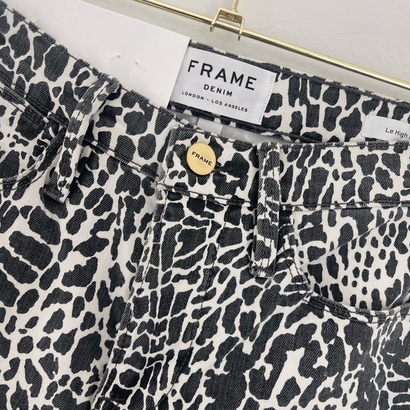 FRAME Denim Le High Animal Print Skinny Jeans In Noir Multi Sz 24 - Picture 6 of 10